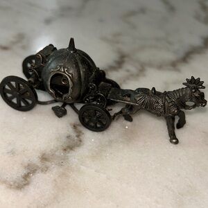 Pencil Sharpener Horse-Carriage Die Cast Copper Miniature Cinderella Fairytale